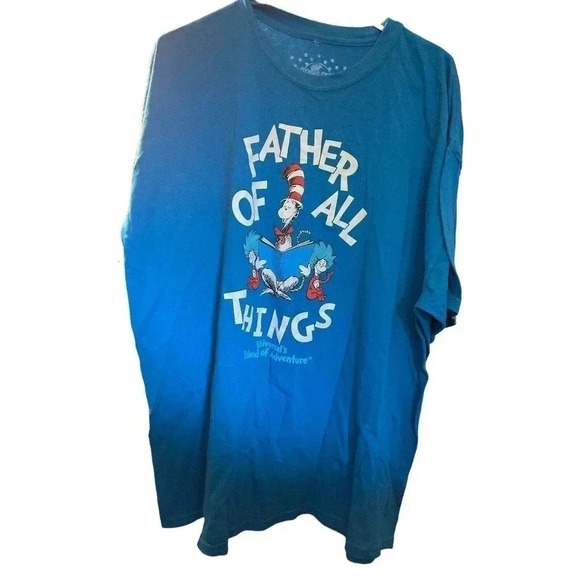 UNVIERSAL STUDIOS SIZE XXL BLUE TEE WITH FATHER OF ALL THINGS - Picture 1 of 2